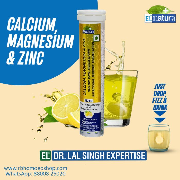 El Natura Calcium, Magnesium, Zinc Tablets - N21E (20Tabs) - Image 1